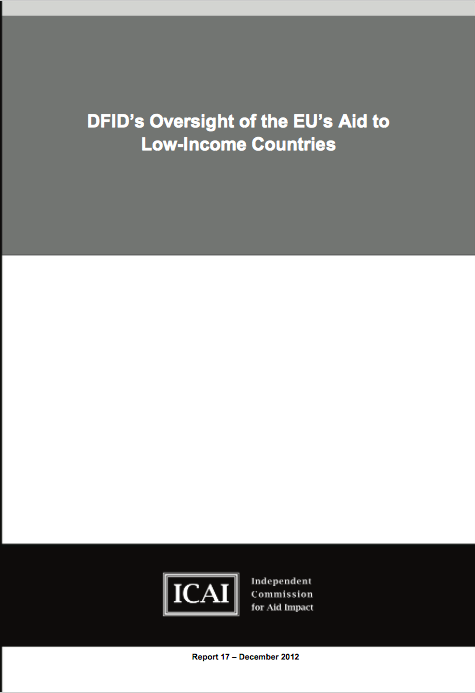 DFIDs Oversight of the EUs Aid to Low-Income Countries report front page