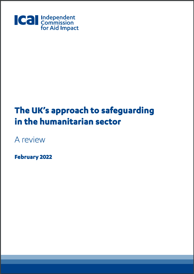 Front cover of review of The UK's approach to safeguarding in the humanitarian sector