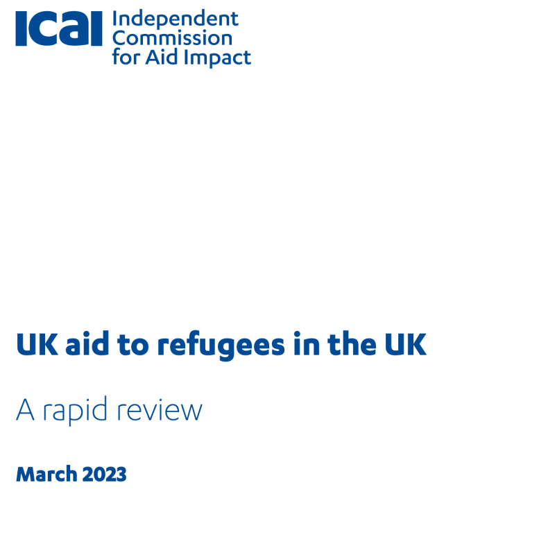 Front page of review on 'UK aid to refugees in the UK'