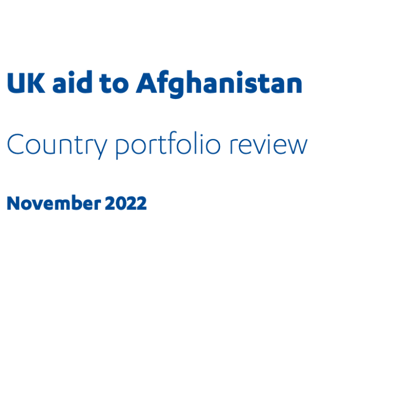 Title page reading 'UK aid to Afghanistan Country portfolio review