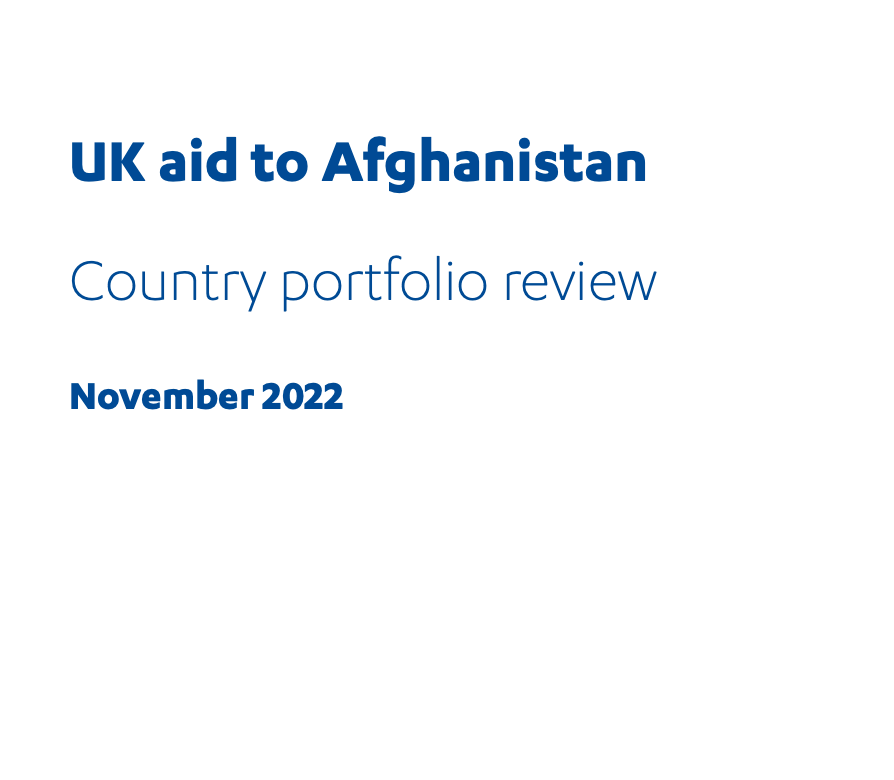 Title page reading 'UK aid to Afghanistan Country portfolio review