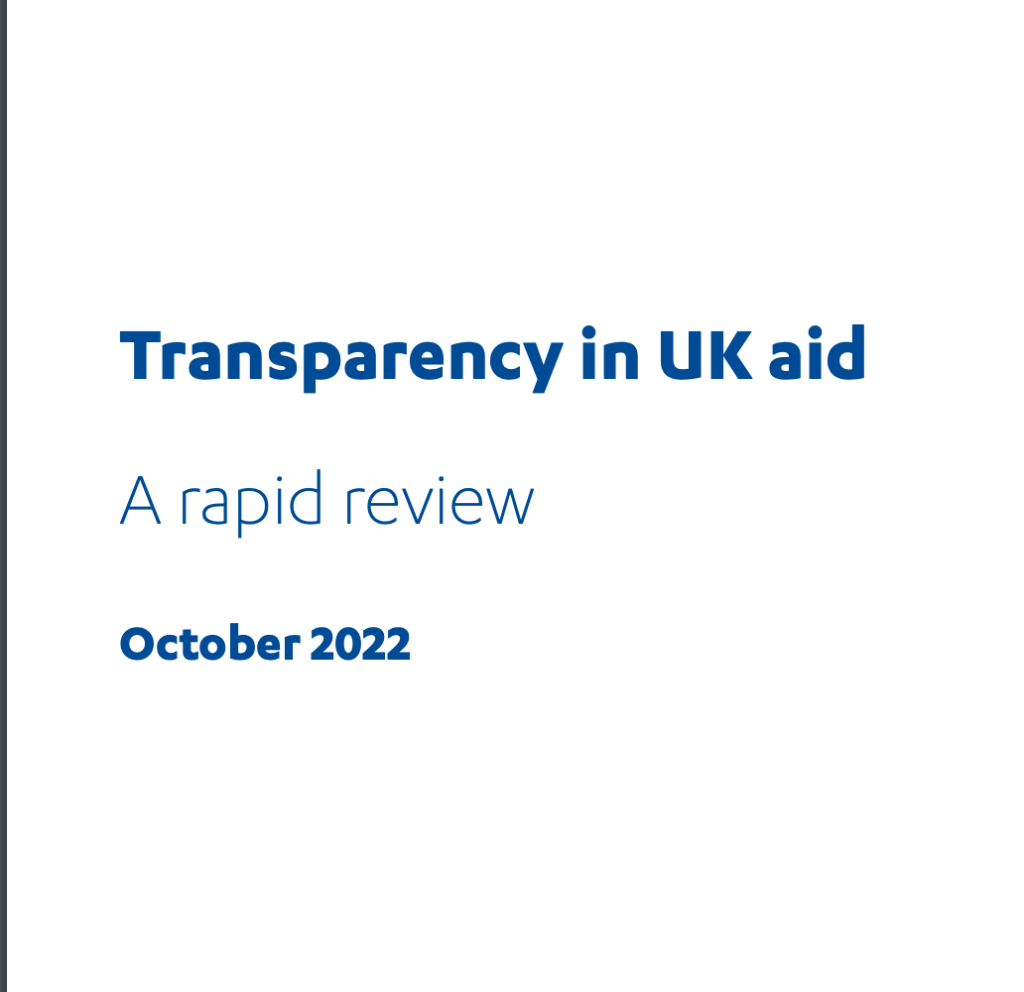 Title page reading: Transparency in UK aid A rapid review