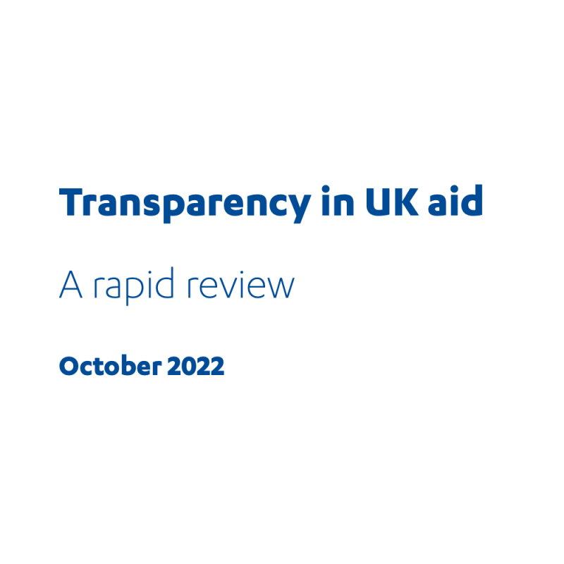 Title page reading: Transparency in UK aid A rapid review