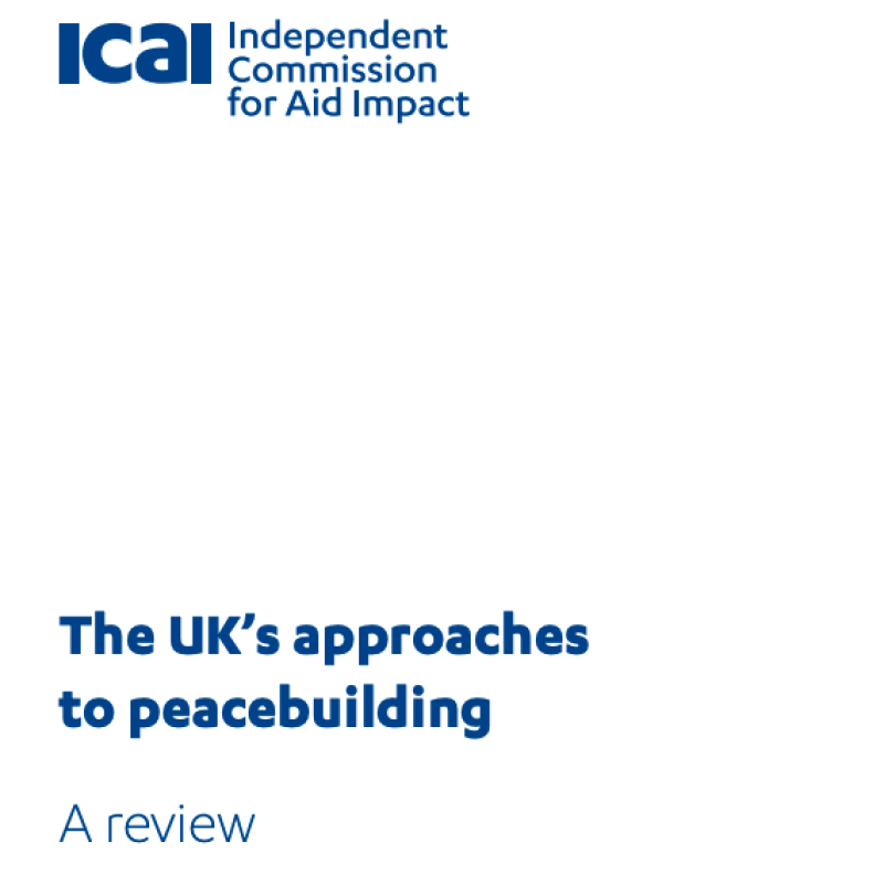 Front page of review of the UK's approaches to peacebuilding