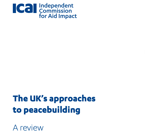 Front page of review of the UK's approaches to peacebuilding