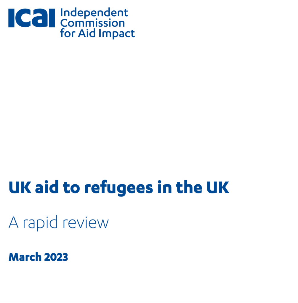 Front page of review on 'UK aid to refugees in the UK'